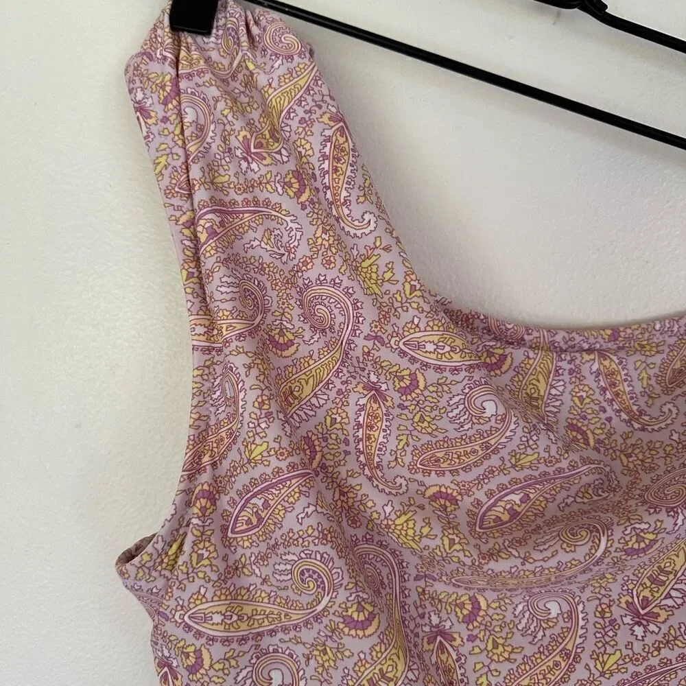J. Crew Eco Women’s One Shoulder All Over Paisley Printed Ruched Sides Swimsuit